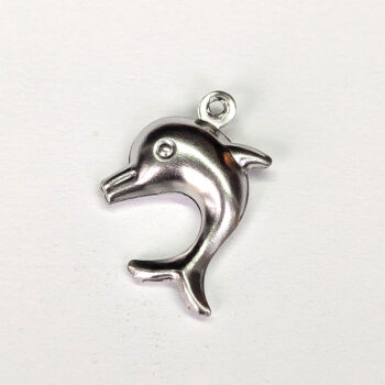 Stainless Steel Double-Sided Hollow Dolphin Charm Silver