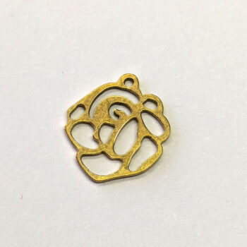 Stainless Steel Delicate Hollow Rose Flower Charm Gold