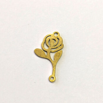 Stainless Steel Delicate Rose Flower Connector Charm Gold