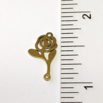 Stainless Steel Delicate Rose Flower Connector Charm Gold - Image 2