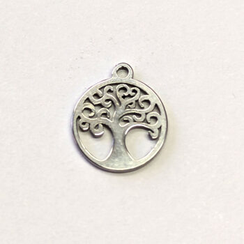 Stainless Steel Delicate Modern Swirl Tree Hoop Charm Silver