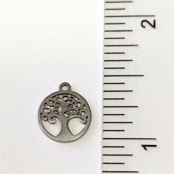 Stainless Steel Delicate Modern Swirl Tree Hoop Charm Silver - Image 2