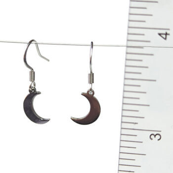 Stainless Steel Delicate Solid Moon Silver Earrings - Image 2