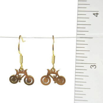 Stainless Steel Delicate Bicycle Bike Gold Earrings - Image 2