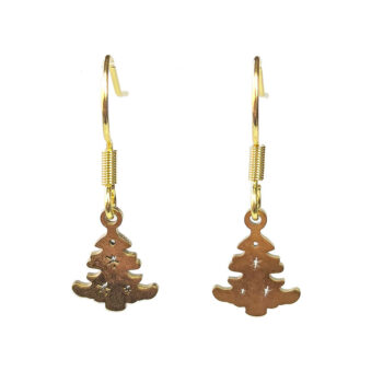 Stainless Steel Delicate Christmas Tree Gold Earrings