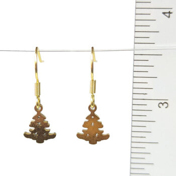 Stainless Steel Delicate Christmas Tree Gold Earrings - Image 2