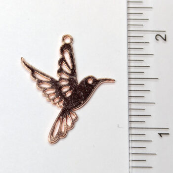 Flying Hummingbird Bird Pendant Rose Gold - Image 2