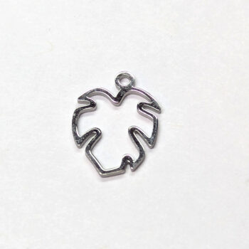 Stainless Steel Hollow Monstera Leaf Charm Silver