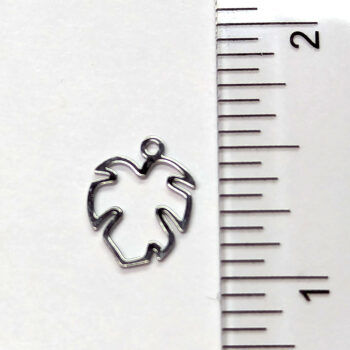 Stainless Steel Hollow Monstera Leaf Charm Silver - Image 2