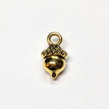 Small Acorn Charm Antique Gold