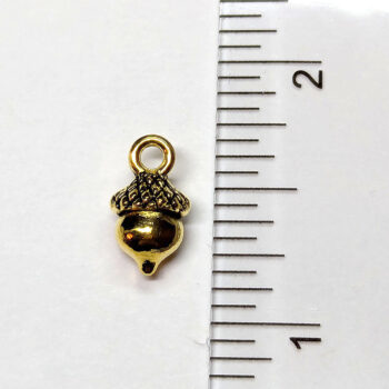 Small Acorn Charm Antique Gold - Image 2