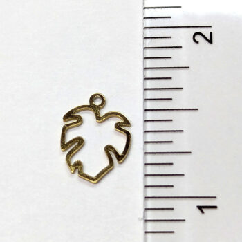 Stainless Steel Hollow Monstera Leaf Charm Gold - Image 2