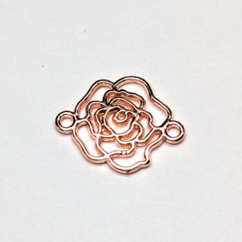 Small Hollow Rose Flower Connector Rose Gold