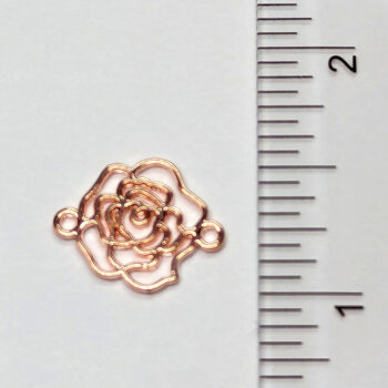 Small Hollow Rose Flower Connector Rose Gold - Image 2