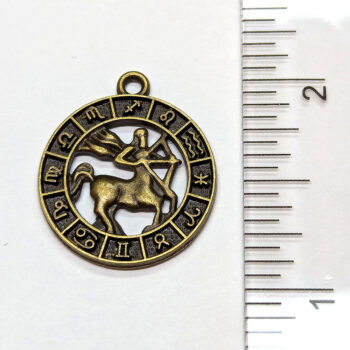 Sagittarius Zodiac Round Charm Antique Bronze - Image 2