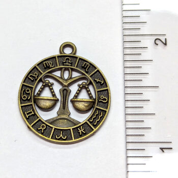 Libra Zodiac Round Charm Antique Bronze - Image 2