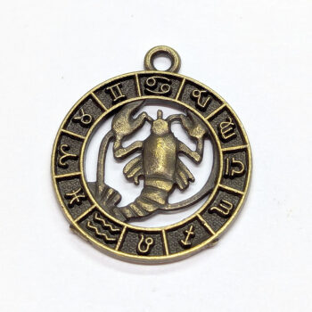 Cancer Zodiac Round Charm Antique Bronze