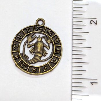 Cancer Zodiac Round Charm Antique Bronze - Image 2