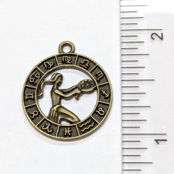 Virgo Zodiac Round Charm Antique Bronze - Image 2