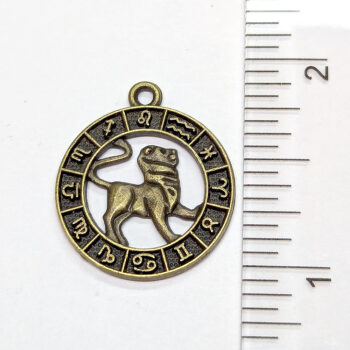 Leo Zodiac Round Charm Antique Bronze - Image 2