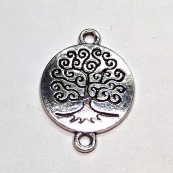 Antique Silver Round Modern Tree Connector Charm