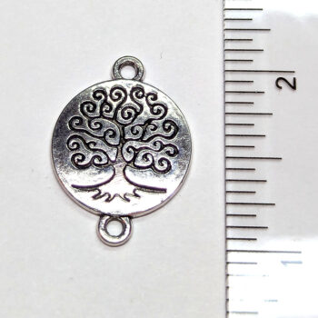 Antique Silver Round Modern Tree Connector Charm - Image 2