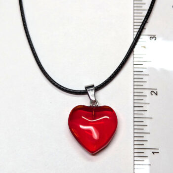 Red Glass Heart Necklace Silver - Image 2