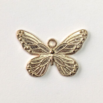 Medium Decorative Wide Wing Butterfly Charm KC Gold