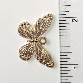 Medium Decorative Wide Wing Butterfly Charm KC Gold - Image 2