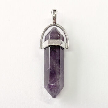 Purple Amethyst Natural Gemstone Hexagonal Pointed Pendant