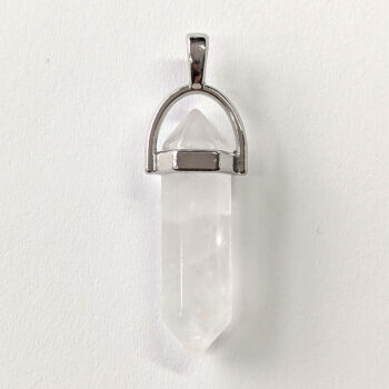 Quartz Crystal Natural Gemstone Hexagonal Pointed Pendant