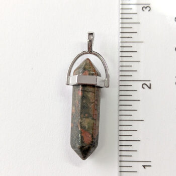 Unakite Natural Gemstone Hexagonal Pointed Pendant - Image 2