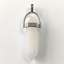 Milky Quartz Crystal Natural Gemstone Hexagonal Pointed Pendant
