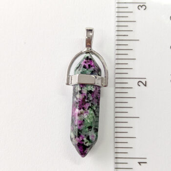 Ruby Zoisite Natural Gemstone Hexagonal Pointed Pendant - Image 2