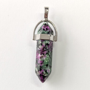 Ruby Zoisite Natural Gemstone Hexagonal Pointed Pendant