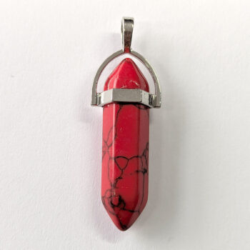 Red Howlite Stone Gemstone Hexagonal Pointed Pendant