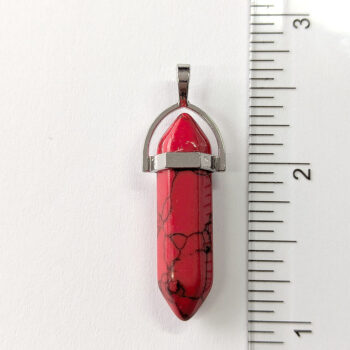 Red Howlite Stone Gemstone Hexagonal Pointed Pendant - Image 2