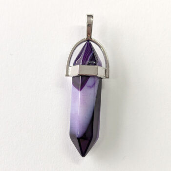 Purple Agate Natural Gemstone Hexagonal Pointed Pendant