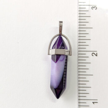 Purple Agate Natural Gemstone Hexagonal Pointed Pendant - Image 2