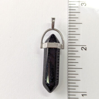 Black Goldstone Stone Hexagonal Pointed Pendant - Image 2