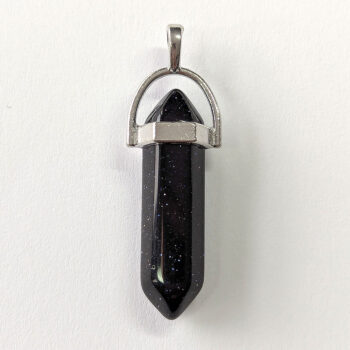 Black Goldstone Stone Hexagonal Pointed Pendant