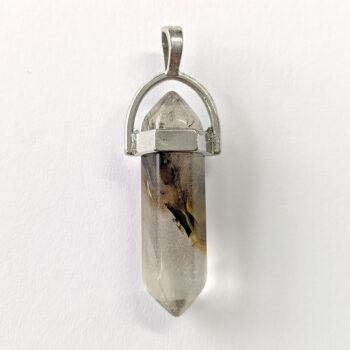 Brown Clear Quartz Stone Hexagonal Pointed Pendant