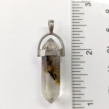 Brown Clear Quartz Stone Hexagonal Pointed Pendant - Image 2