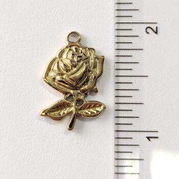 Stainless Steel Rose Flower Pendant Gold - Image 2