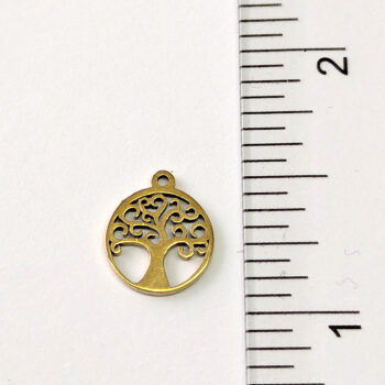 Stainless Steel Delicate Modern Swirl Tree Hoop Charm Gold - Image 2