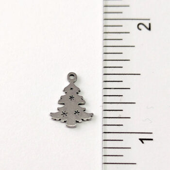 Stainless Steel Delicate Christmas Tree Charm Silver - Image 2