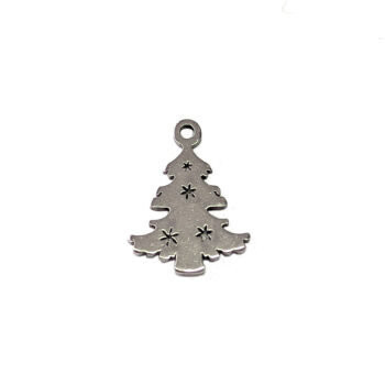 Stainless Steel Delicate Christmas Tree Charm Silver