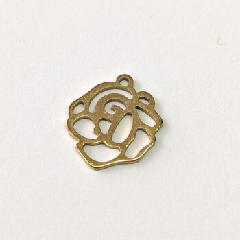 Stainless Steel Delicate Hollow Rose Flower Charm Gold - Image 3