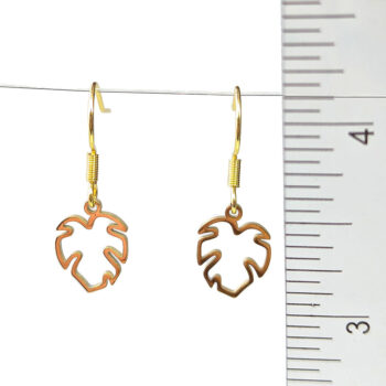 Stainless Steel Hollow Monstera Leaf Gold Earrings - Image 2