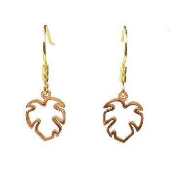 Stainless Steel Hollow Monstera Leaf Gold Earrings